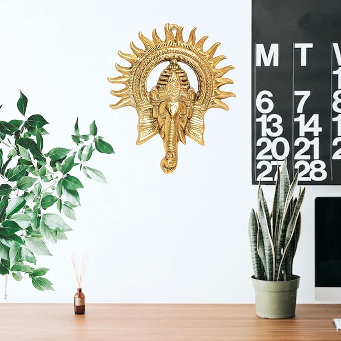 KridayKraft Metal Ganesha ji Statue Ganpati Wall Hanging Sculpture Lord Ganesh Idol