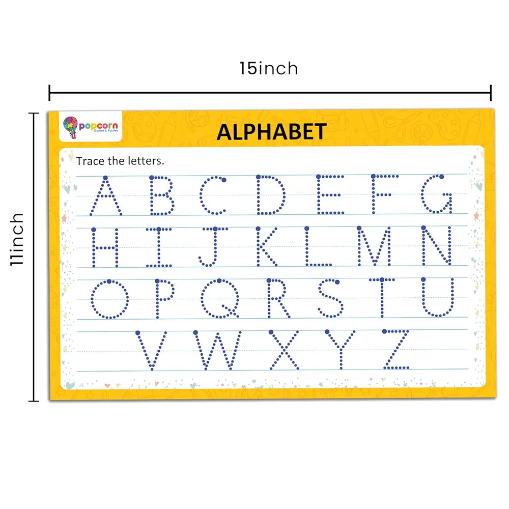 Popcorn Games & Puzzles ABC and Numbers | Reusable Activity Mats with 2 Marker Pens | Gifts & Creative Learning for Ages 3-6