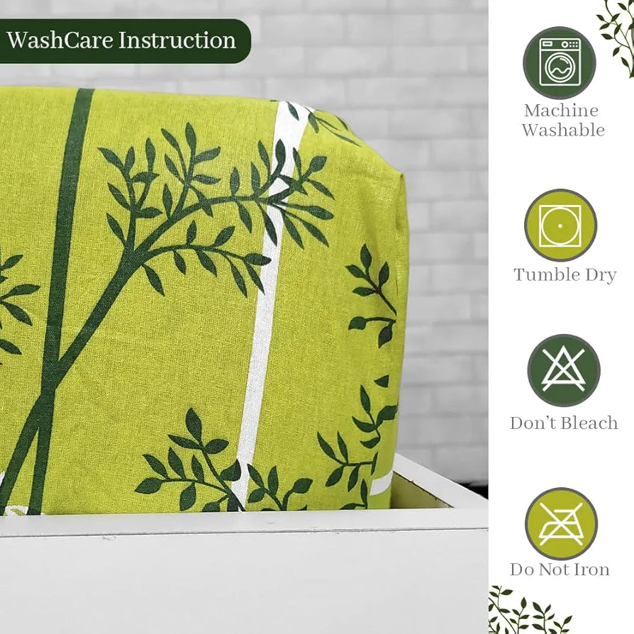 Divine Casa 144 TC Floral Green 100% Cotton Elastic Fitted Bedsheets King Size with 2 Pillow Covers Colour Green