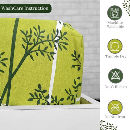 Divine Casa 144 TC Floral Green 100% Cotton Elastic Fitted Bedsheets King Size with 2 Pillow Covers Colour Green