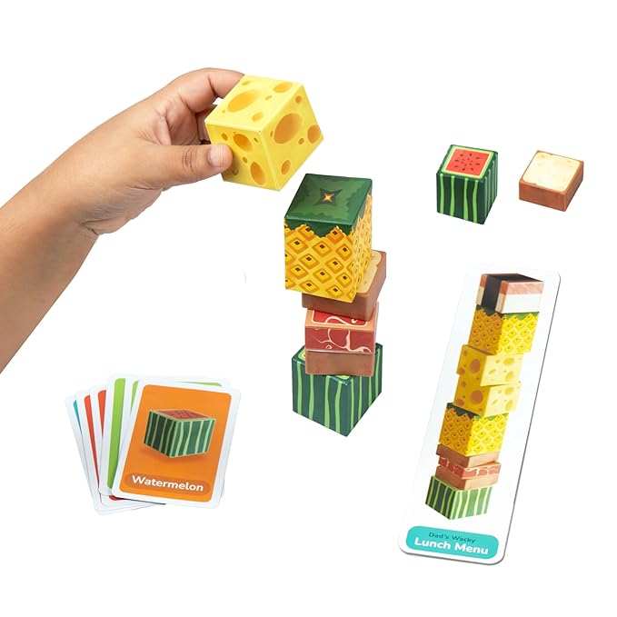 Bloomingo Board Game - Stack a Snack | Interactive Stacking Game for Kids & Adults | Pick a Card & Race to Build You Tower of Treats