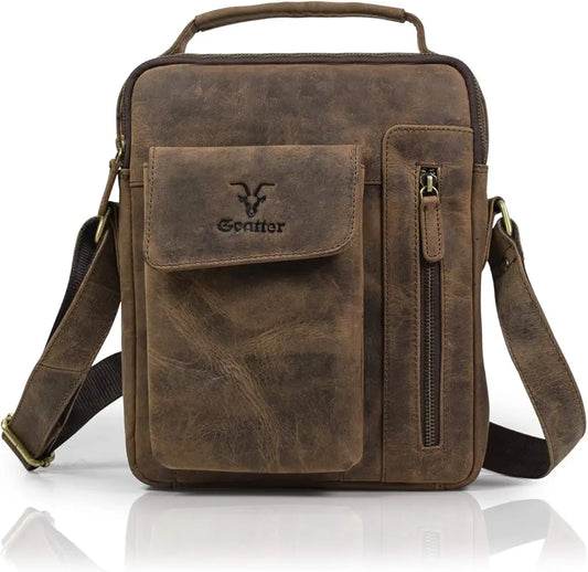 Goatter Hunter Leather 11”Inch Messenger Bag For Men  GTHT-08