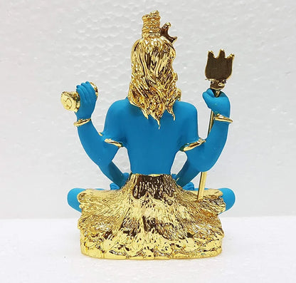 Gold Art India Resin Lord Shiva Idol Bhole Baba Gold blue