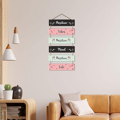 Artvibes Decorative Wall Hanging Wooden Art Decoration Item for Home Decor | Quotes Decor Item | Mdf Wall Decoration | Set of 6