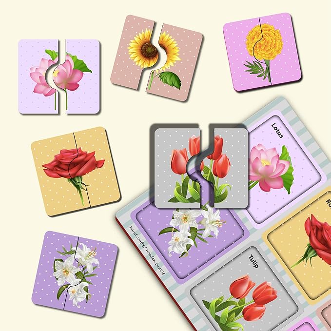 Mini Leaves 24 Months to 48 Months Beginner Educational Puzzle 2 Pieces Wooden Puzzles Flower for 2+ Years | Early Learning Puzzle