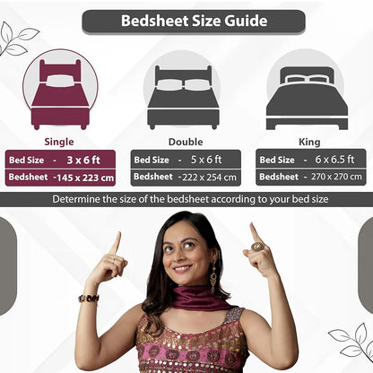 Divine Casa 144 TC 100% Cotton Bedsheet for Single Bed with 1 Pillow Cover Scarlet Colour Grey