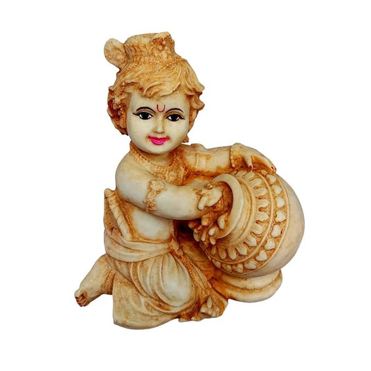 Newven Poly Marble Handcrafted Krishna showpiece Hindu god Idol Decorative Statue