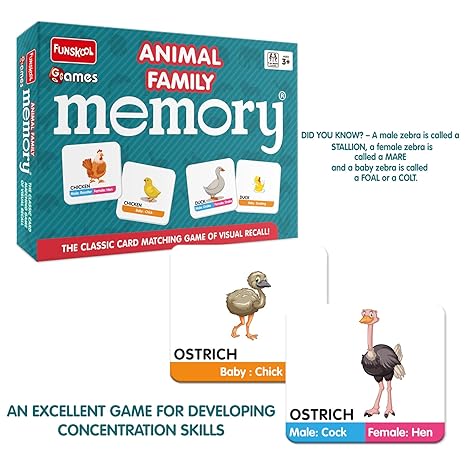 Funskool Games Memory Animal Family Educational matching picture game for children