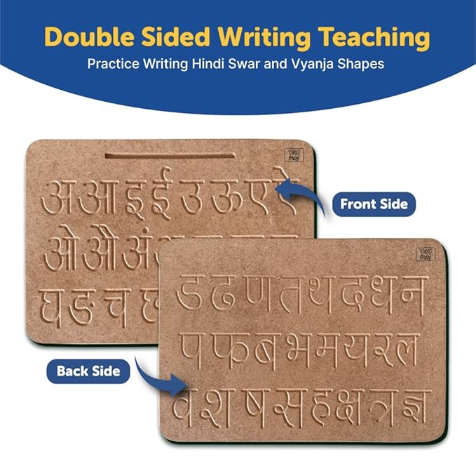 Mini Leaves Hindi Educational Alphabet Tracing Board With Dummy Pencil to Write for Kids | Wood Tracing Board Hindi Varnmala and Vyanjan