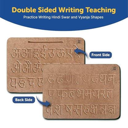 Mini Leaves Hindi Educational Alphabet Tracing Board With Dummy Pencil to Write for Kids | Wood Tracing Board Hindi Varnmala and Vyanjan