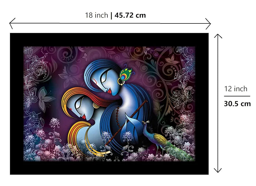Lifehaxtore Krishna Radha Art Framed Painting Abstract Art - Radha Krishna Model 2