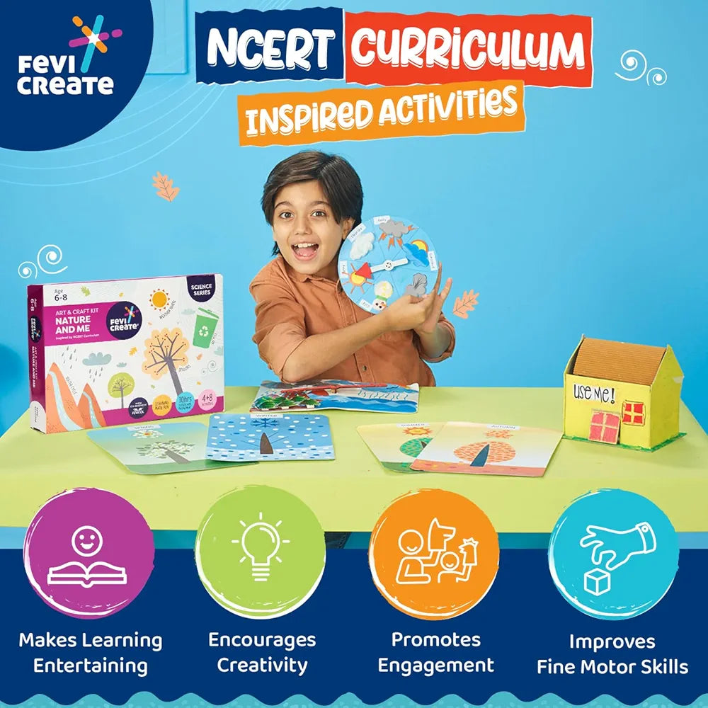 Fevicreate Nature and Me Art & Craft Kit | Science Series Inspired by NCERT Curriculum | Build a Weather Wheel, a Recycling Waste bin, Water Cycle Chart and Explore Seasons