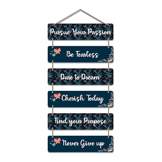Artvibes Decorative Wall Hanging Wooden Art Decoration Item for Living Room | Quotes Decor Item | Wall Art for Hall | Set of 6