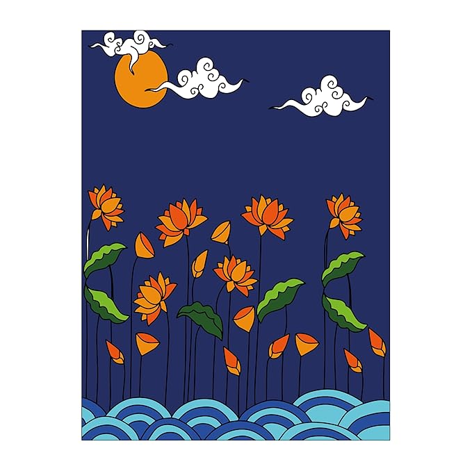 Hobby India Self Painting Beautiful Pichwai Flower Canvas | Pre-designed Canvas Board for Best Gift Adults & Artist