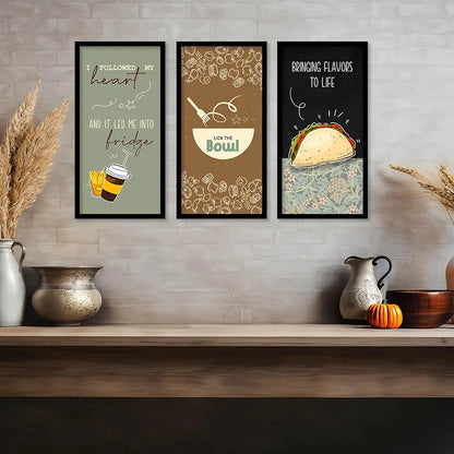 Kotart Restaurant Quotes Posters with Frame for Kitchen I Followed My Heart  Set of 3