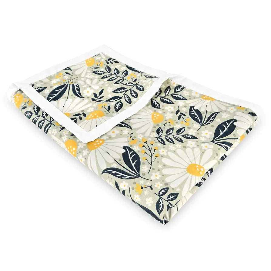 Divine Casa Floret 100% Cotton Single Dohar 120 GSM Soft & Lightweight Throw Blanket Colour Vintage Daisies