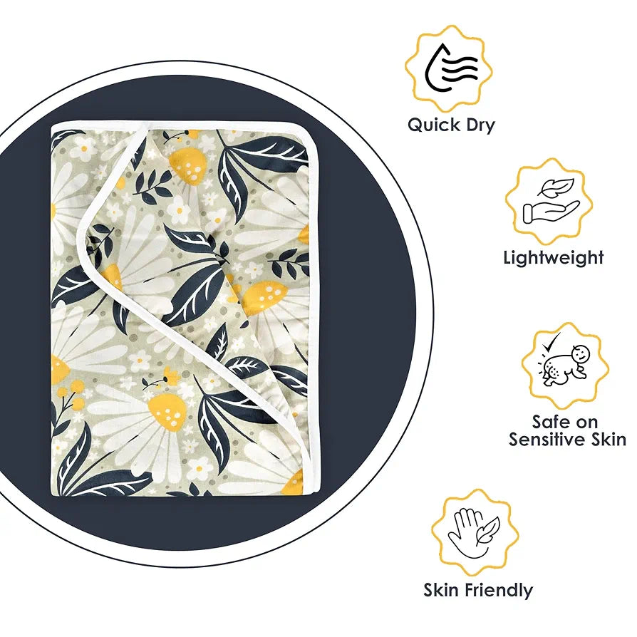 Divine Casa Floret 100% Cotton Single Kids Dohar 120 GSM Soft & Lightweight Throw Blanket Colour Vintage Daisies