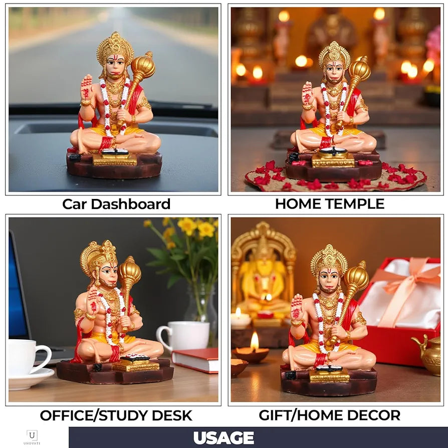 Unovate Lord Hanuman Idol for Car Dashboard - HumanBody Colour