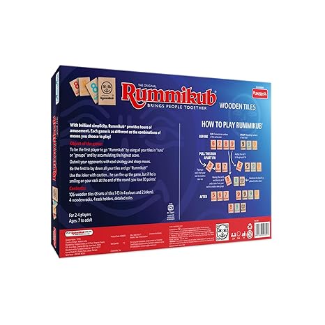 Funskool Games Rummikub Wooden Tiles 2-4 Players Strategy Game for Kids