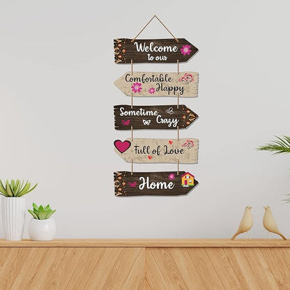 Artvibes Home Quotes Decorative Wall Art Wooden Wall Hanger for Living Room | Set of 5