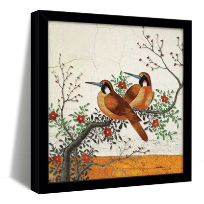 ArtX Two Bird Love Big Canvas Painting For Bedroom and Living Room With Frame