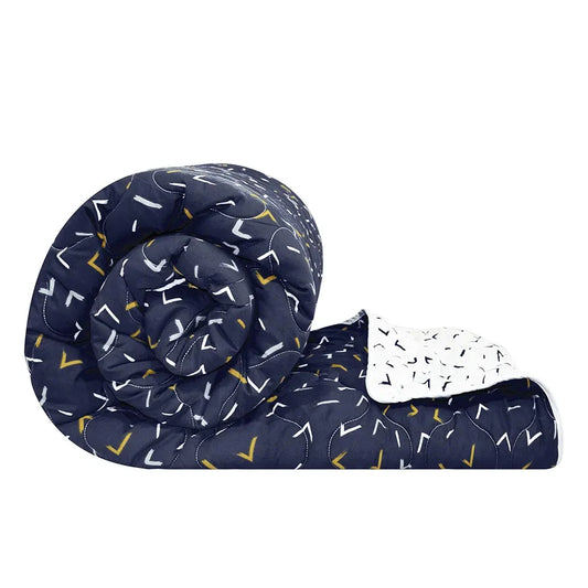 Divine Casa 120 GSM Microfiber Single Bed Comforter Soft & Lightweight Reversible AC Blanket Colour Navy Blue
