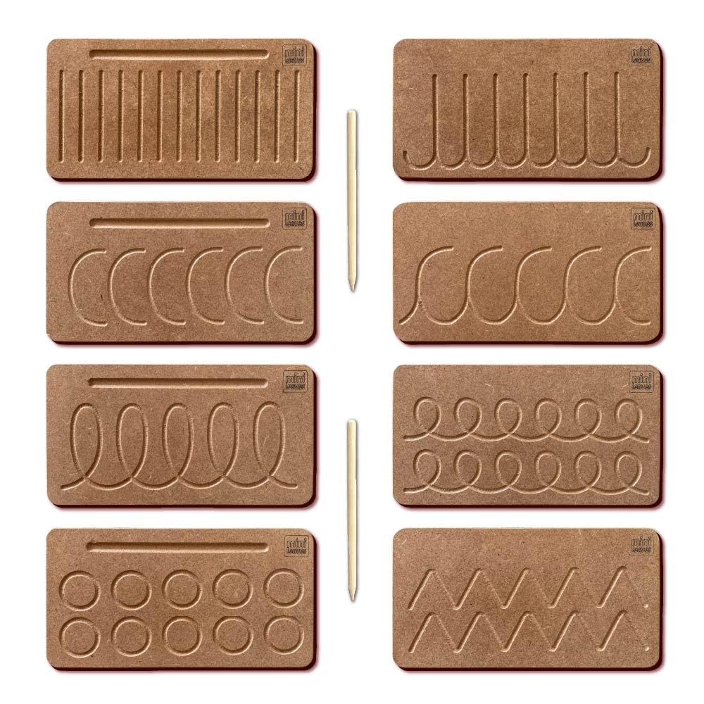 Mini Leaves Wooden Pattern Practicing Tracing Board Set of 4 Double Side Board for Kids | Educational Writing Board for Kids