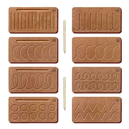 Mini Leaves Wooden Pattern Practicing Tracing Board Set of 4 Double Side Board for Kids | Educational Writing Board for Kids