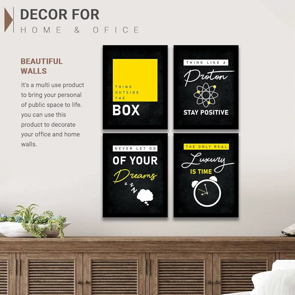 Kotart Think Outside the Box Motivational Quotes Posters with Frame for Living Room