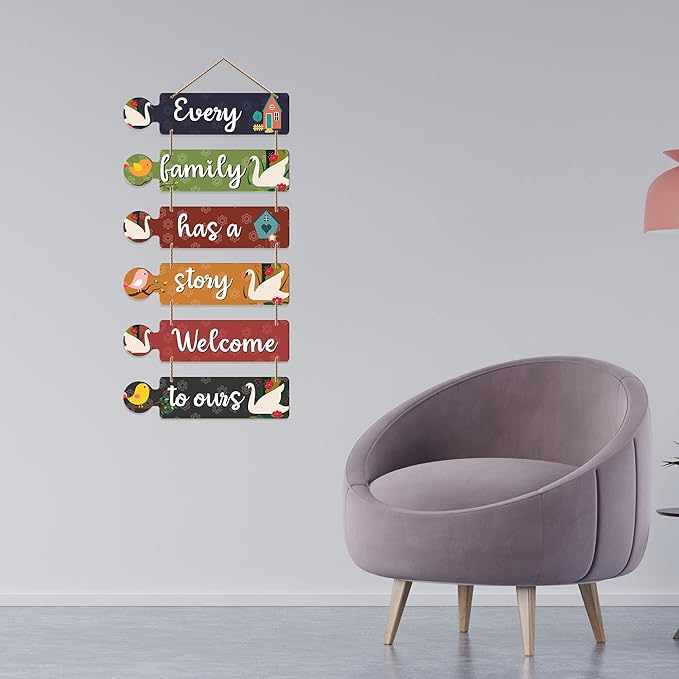 Artvibes Family Quotes Decorative Wall Art Mdf Wooden Wall Hanger for Living Room | Set of 6