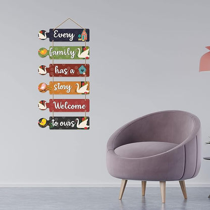 Artvibes Family Quotes Decorative Wall Art Mdf Wooden Wall Hanger for Living Room | Set of 6
