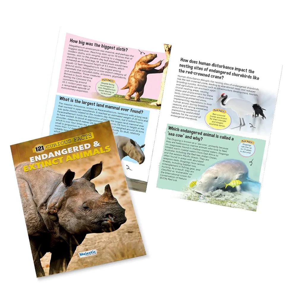 121 Endangered & Extinct Animals Facts Book for Kids Ages 8+ | Educational Paperback with Colourful Images & Bold Text | 121 Curious Facts for All Ages by Majestic Book Club