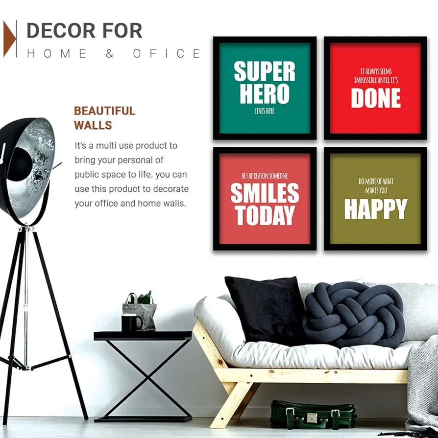 Kotart Engineered Wood Super Hero Wall Decor Frames Set Of 4