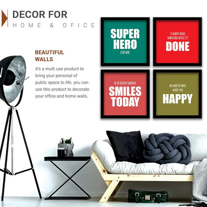 Kotart Engineered Wood Super Hero Wall Decor Frames Set Of 4