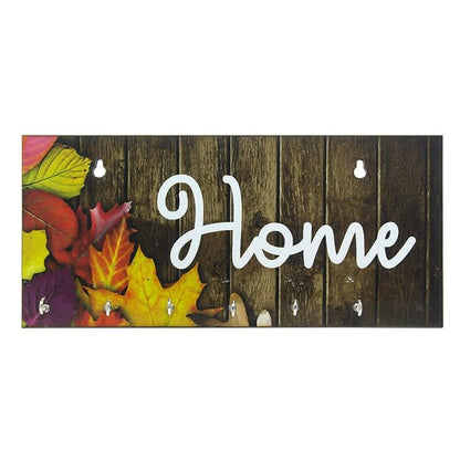 Ecraftindia Brown Home Theme Wooden Key Holder for Wall With 7 Key Hooks