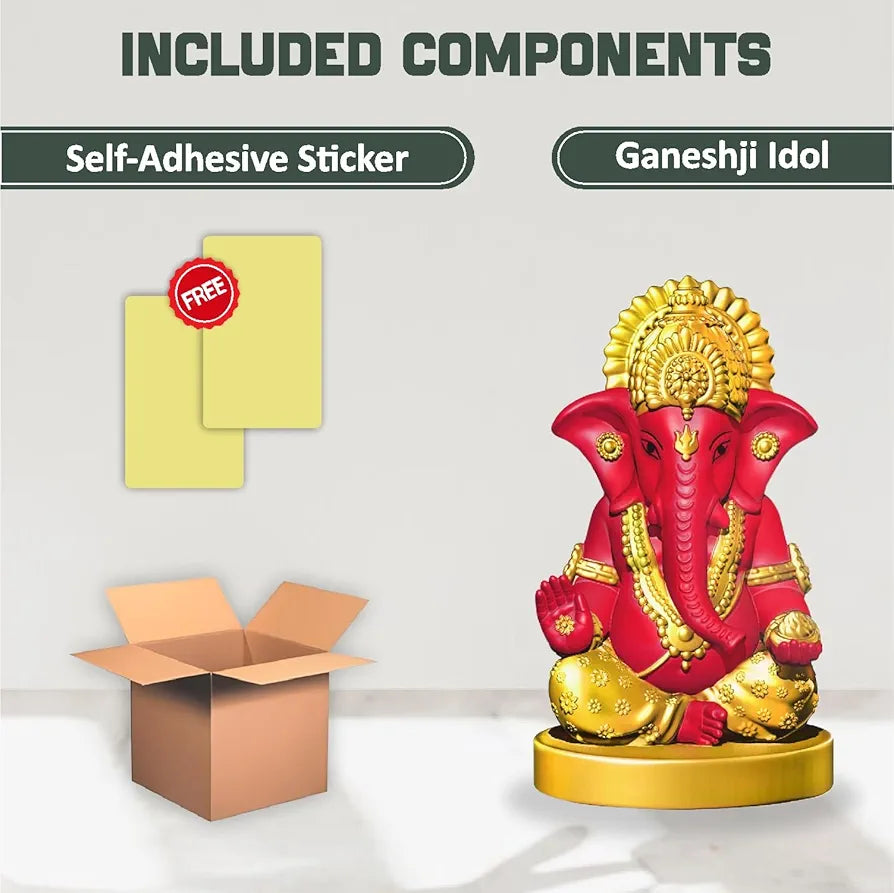 Jd Fresh Resin Ganesh Idol For Home - Red
