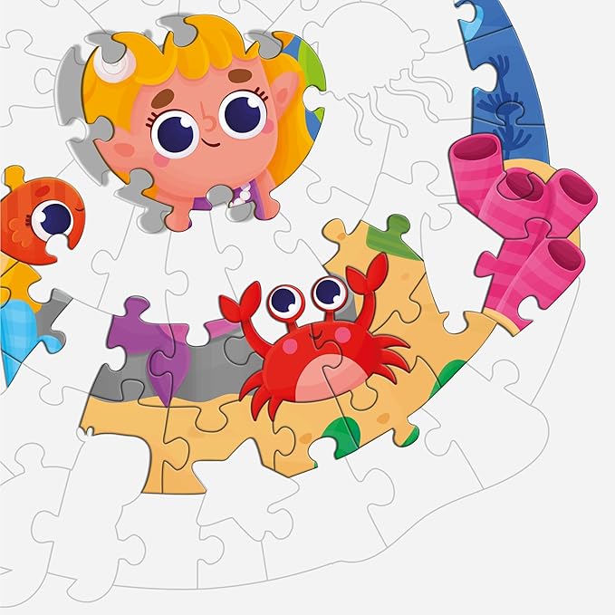 Mini Leaves Mermaid Art Unique Shape Wooden Puzzle for 4+ Kids I Children Wall Decoration Puzzle 50 Pcs Puzzle