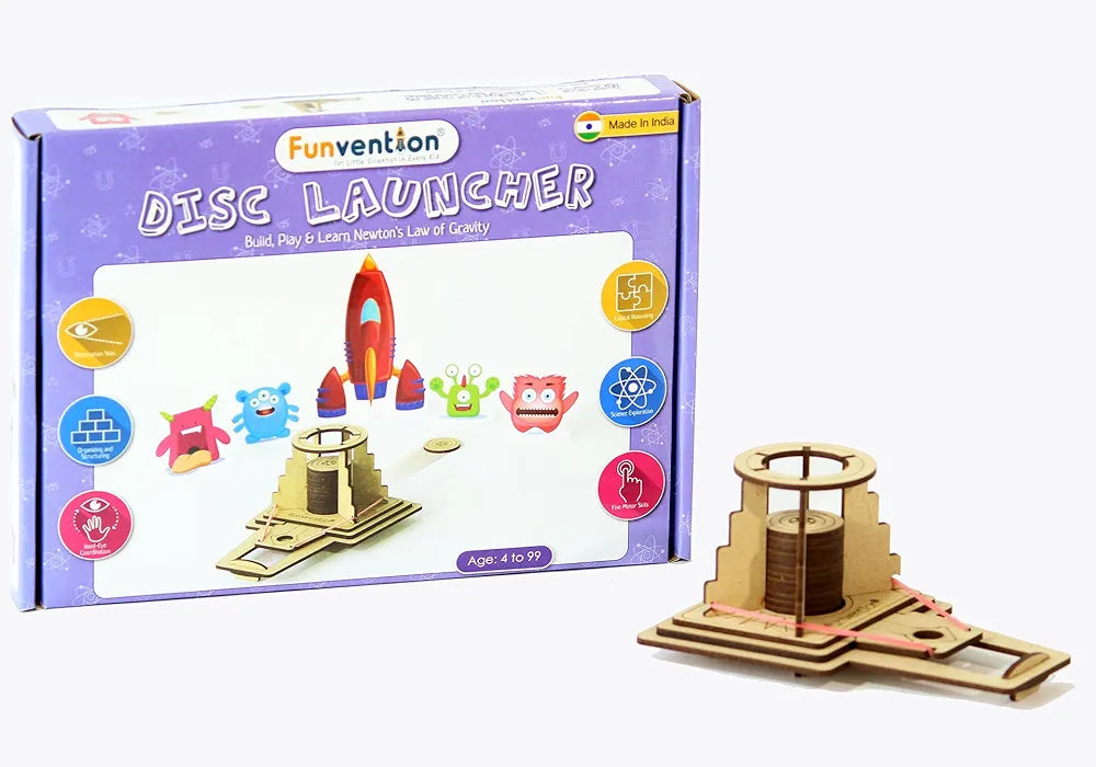 Funvention- for Little Scientist in Every Kid DIY Science Educational Disc Launcher Toy