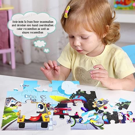 FunBlast Road Transport Jigsaw Puzzle for Kids 24 Pcs Jigsaw Puzzle Multicolor