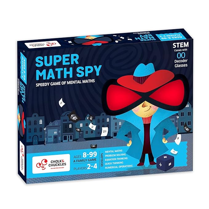 Chalk and Chuckles Super Math Spy Board Game for Kids Age 8-12 | Educational Brain Games for Kids 10+ Years | Stem Toys for Kids