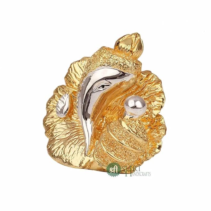 Indicast Lord Ganesha Idol Gold & Silver Plated Murti for Good Luck & Success Living Room Home and Office Decor & Gifts