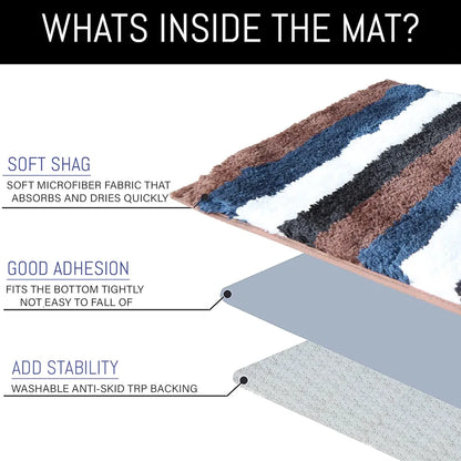 Luxe Home Bath Mat Super Soft Microfiber Non Slip Jericho Bathroom mats 40x60 cm Colour Rock Brown