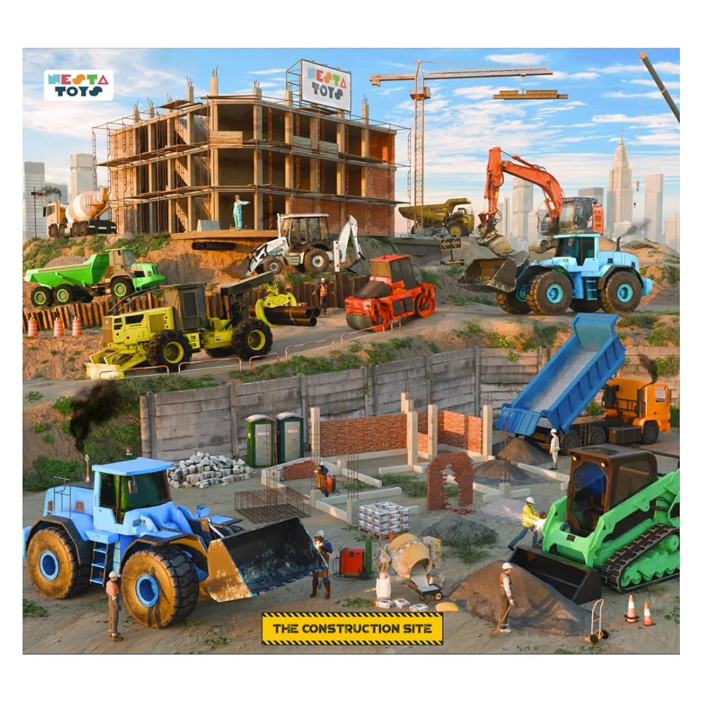 NESTA TOYS - Floor Puzzle & Game -Construction Site & Vehicles, Jigsaw & Toddler Puzzles, Educational Toy, Gifts for Boys & Girls Ages 3, 4, 5, 6, 7 