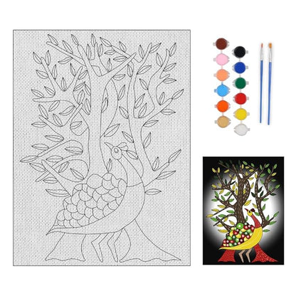 Hobby India Self Painting Beautiful Birds Canvas | Pre-designed Canvas Board for Best Gift Adults & Artis
