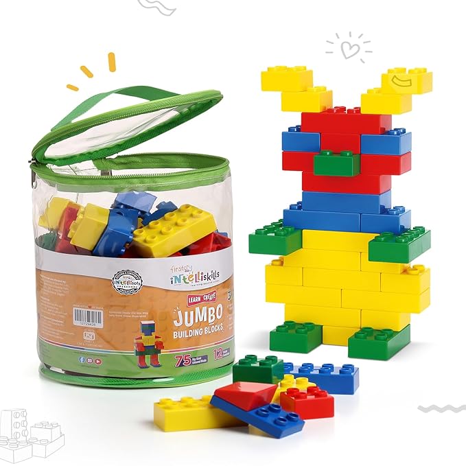 Firstcry Intelliskills Premium 75 Pieces Jumbo Construction Block Sets for Baby & Kids