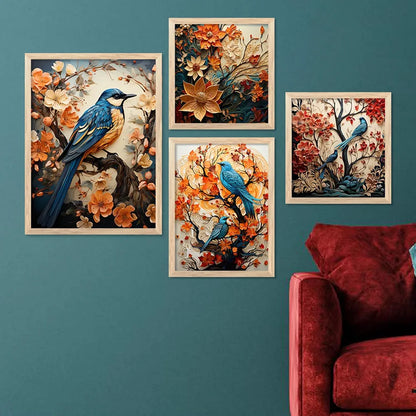 kotart Nature Inspired wall Art Paintings with Frame Set of 4 Frames D
