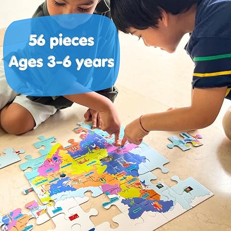 CocoMoco India Map Jigsaw Puzzle for Kids Toddlers 56 Pieces Puzzle with States Dances Monuments