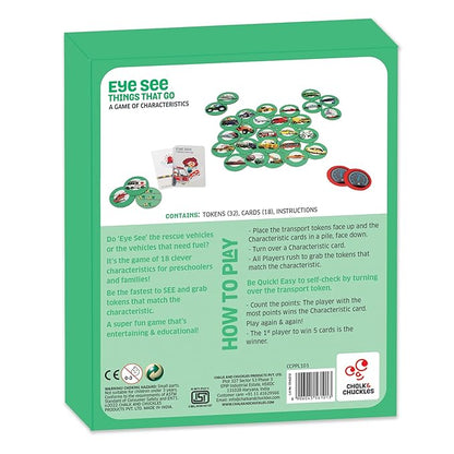 Chalk and Chuckles Educational Game- Eye See Things That Go | Gifts for Kids Age 3-6 | Super Fun Learning Toys