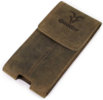 Goatter Unisex Hunter Leather All With 6.5" Inch Backcase For iPhone 12 Pro Mobile Pouch Coffee Color [Got-20-04]