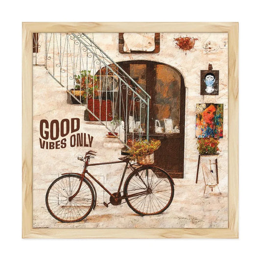 ArtX Paper Vintage City Street Wall Art Framed Painting Multicolor Abstract